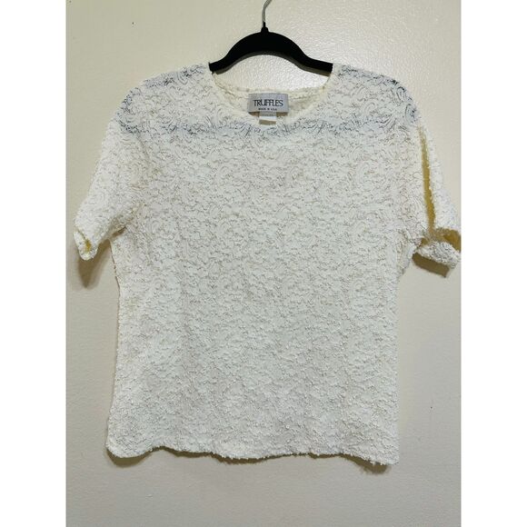 Truffles Women's Stretchy Textured Short Sleeve Top Size L - Picture 1 of 4